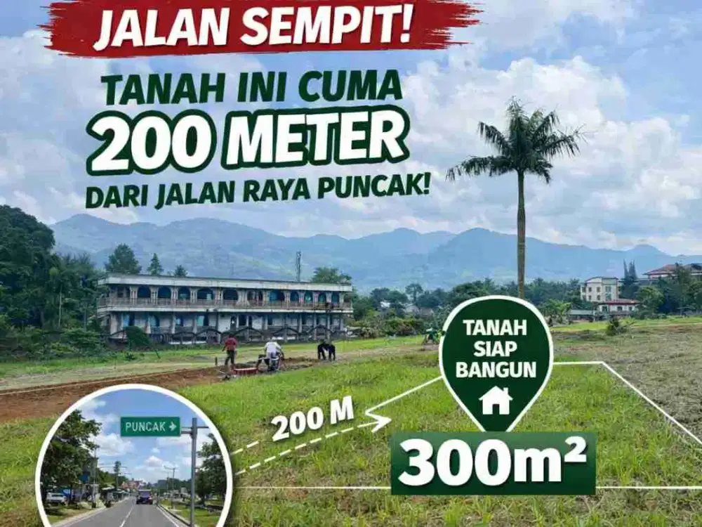 Lokasi Premium, View Mewah, Akses Mudah!
Cuma 300 meter dari jalan utama, cocok banget buat villa, family house, atau investasi jangka panjang.

Keunggulan Lokasi:
Akses big bus (8 meter)
Kawasan komersial aktif
Dekat area wisata Puncak
Tanah datar & siap