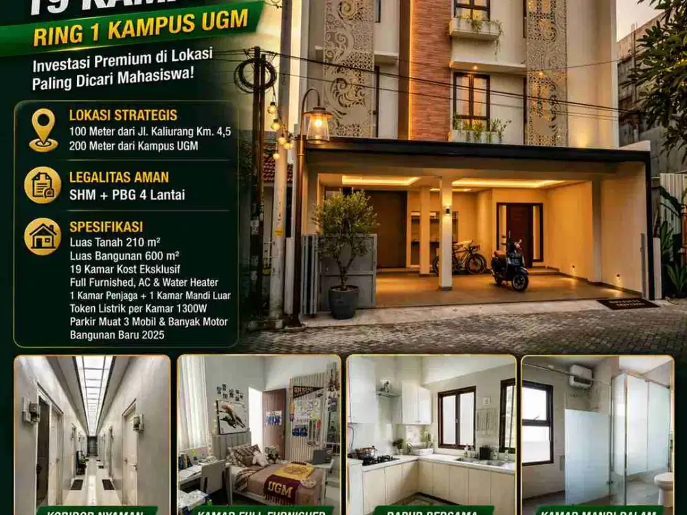 Kost Eksklusif 19 Kamar Ring 1 UGM – Full Penghuni, Bangunan Baru 2025