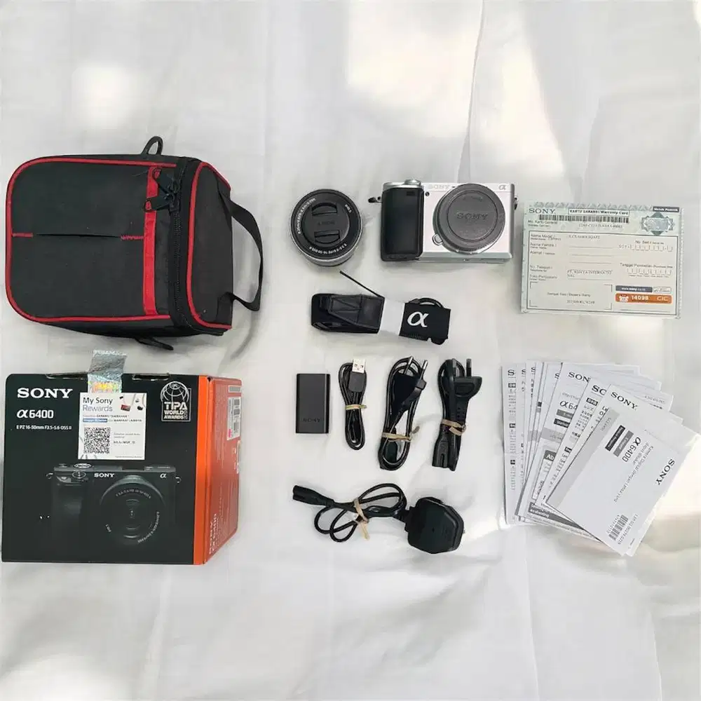 Camera Sony A6400 Kit 16-50 Silver LikeNew Fullset Garansi Resmi Mulus