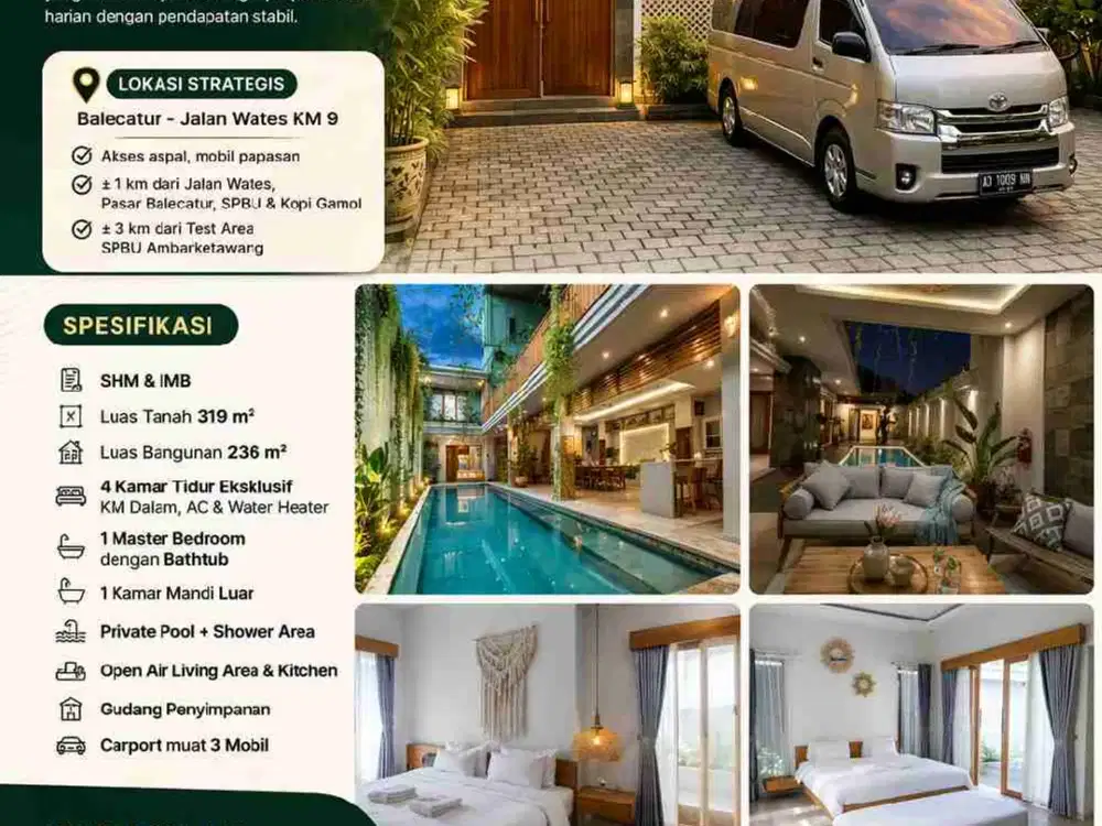 Villa Tropis Private Pool – Investasi Menguntungkan di Area Balecatur