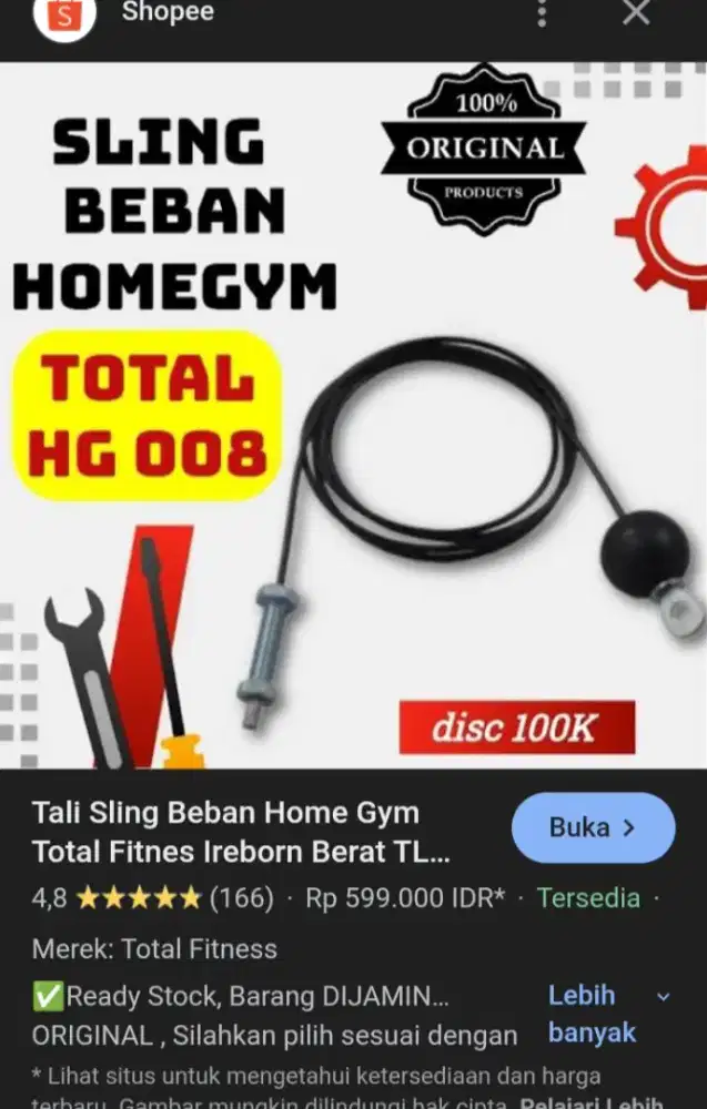 Kabel Sling Home gym 2,5 mtr