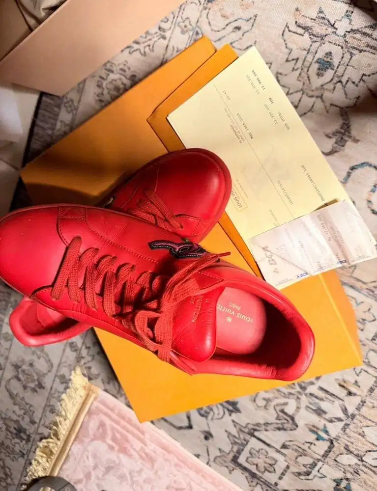 Louis Vuitton Red Leather Sneakers – Authentic