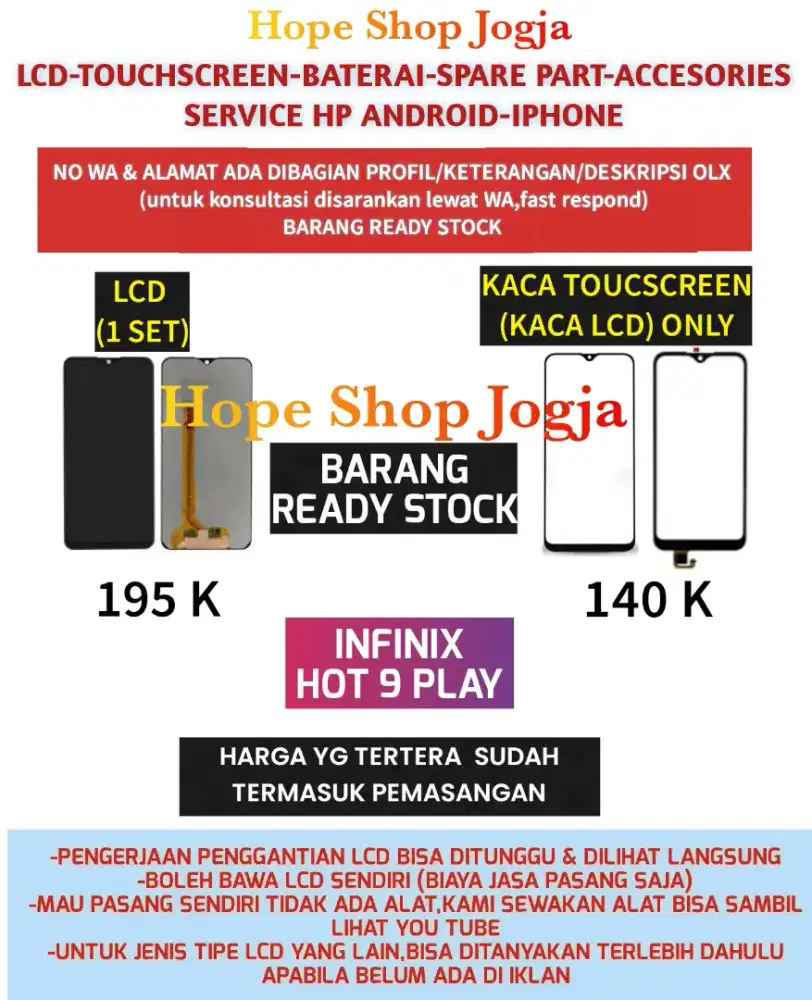 Touchscreen-Baterai-LCD Infinix Hot 9 Play