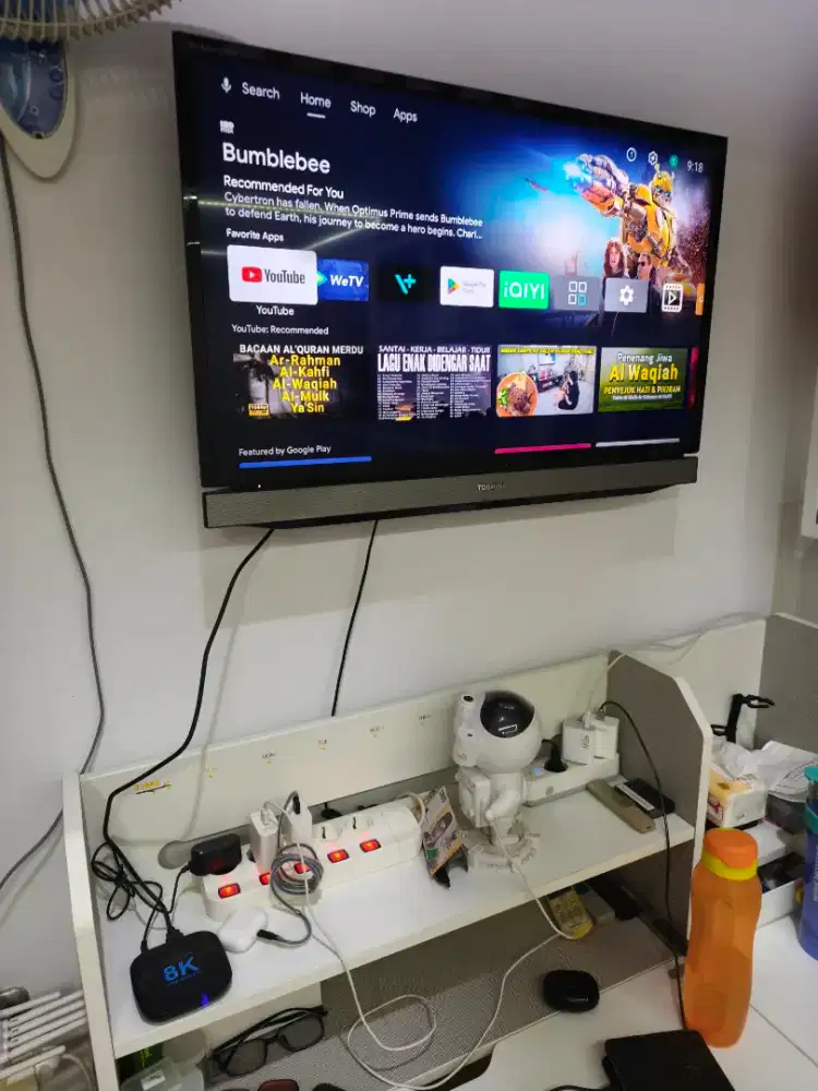 Tv toshiba 32 inch dan android TV box 8K siap dipakai