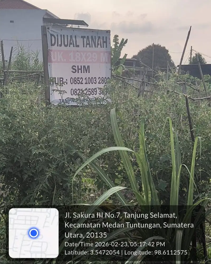 Dijual Kavling luas 522 m2 lokasi Tanjung Selamat, Medan