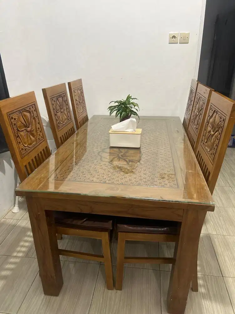 Meja Makan Jati 6 Kursi