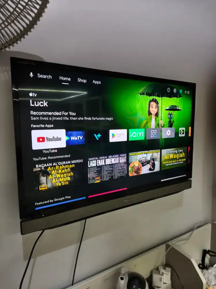 Tv 32 inch toshiba dan android TV box 8k