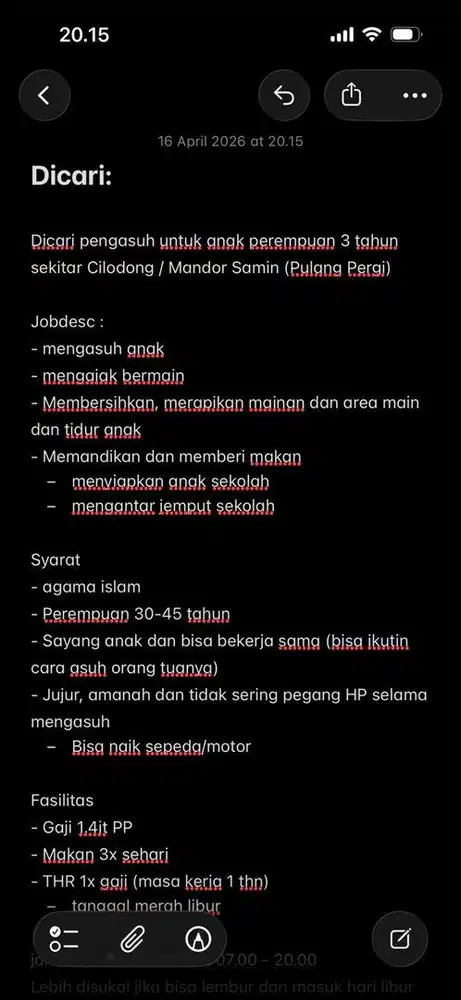 DICARI! ART/Pengasuh PP