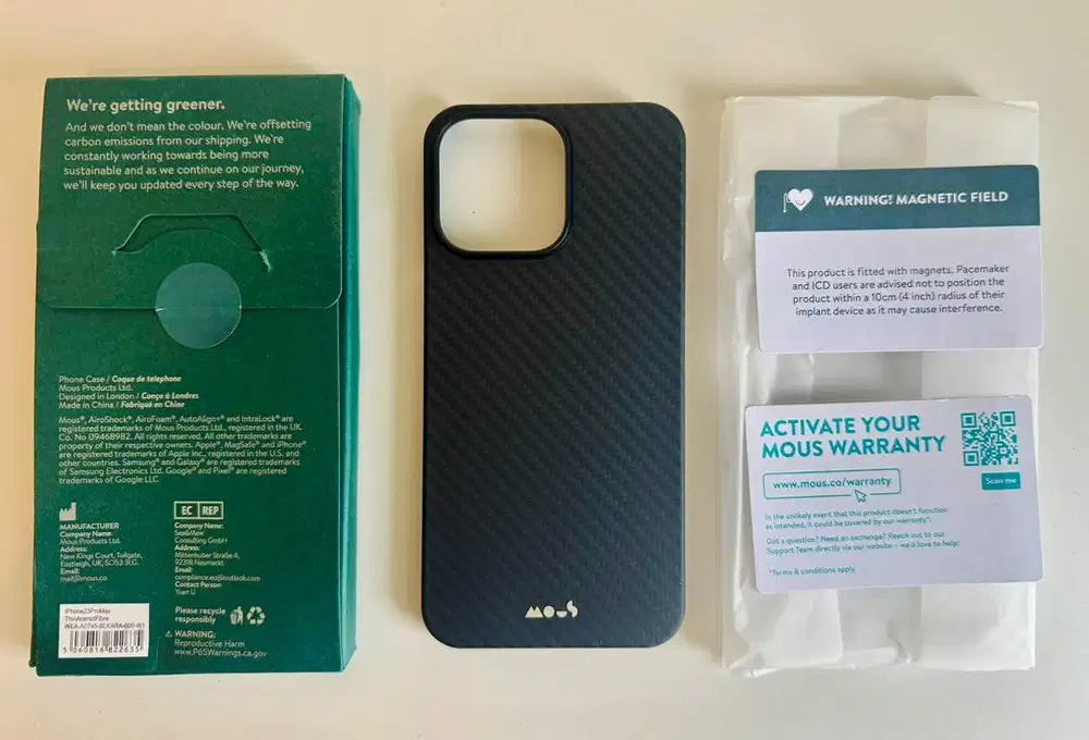 Mous Magsafe Aramid Fibre Super Thin Case Iphone 15 ProMax Carbon