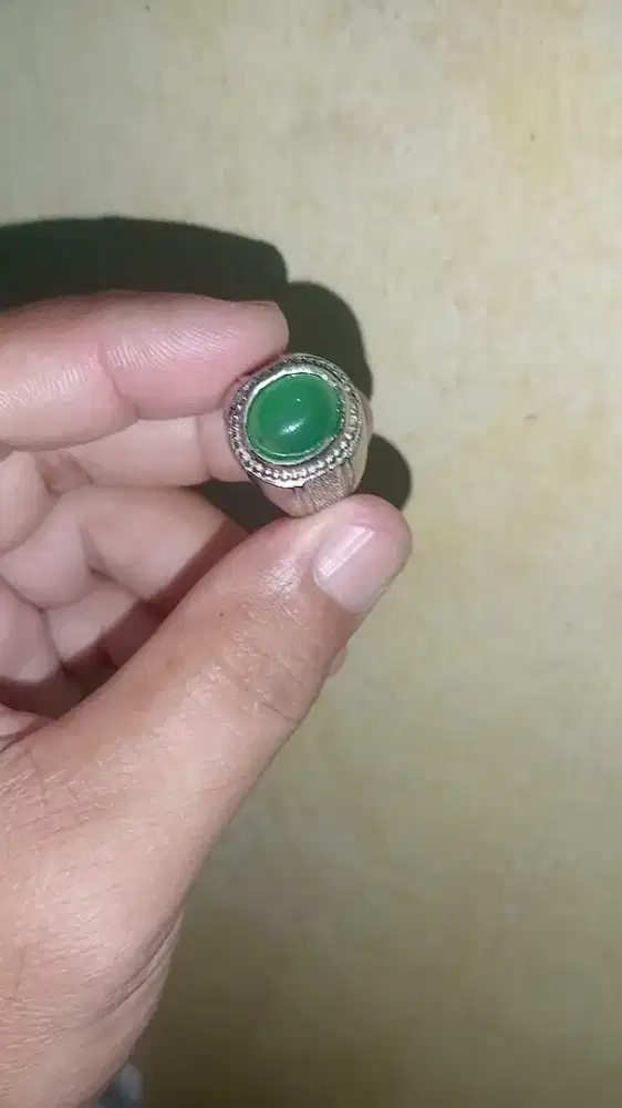 Cincin green calsedone size 7 ring alpaka super mulus no minus