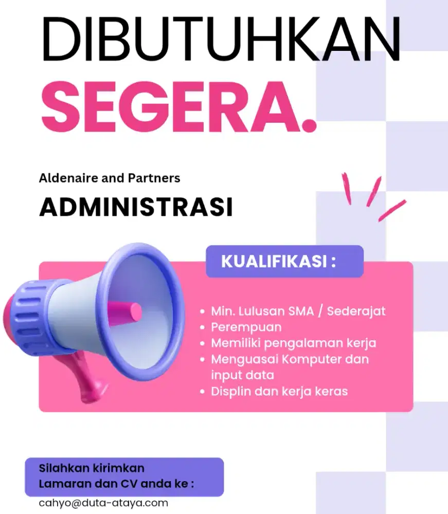 LOWONGAN KERJA KHUSUS WANITA - SEGERA