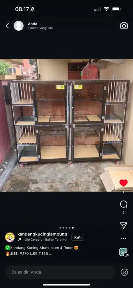 Kandang Kucing Alumunium 3 Room