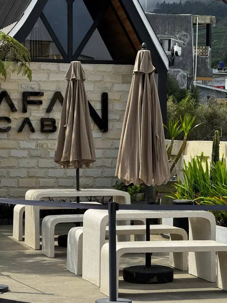 Terrazzo U-Shaped Table & Bench Set Minimalis