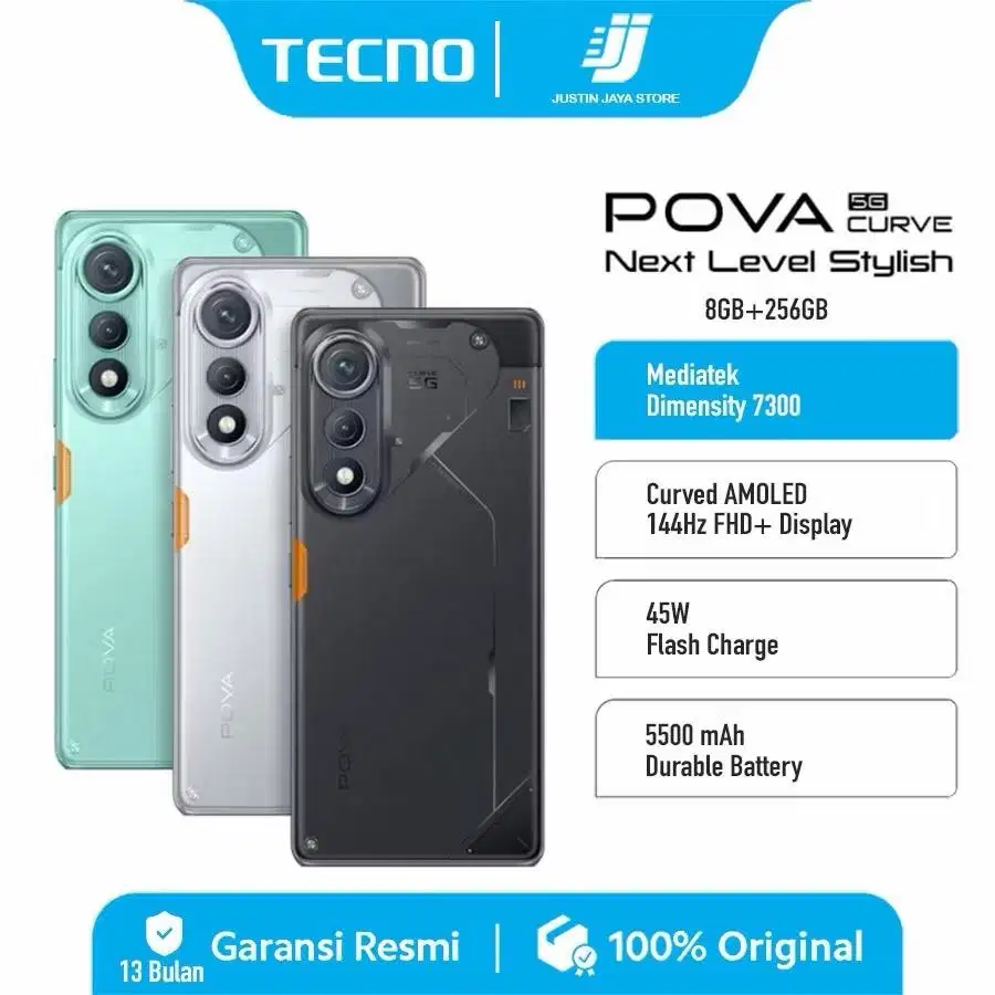 TECNO OFFICIAL STORE POVA CURVED 5G.barang baru stok terbata