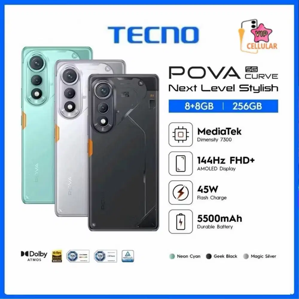 TECNO OFFICIAL STORE POVA CURVED 5G.barang baru.stok terbtas