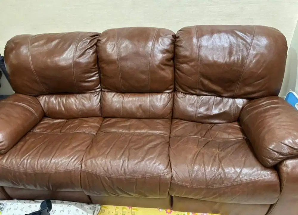 SOFA RECLINER M&D FULL LEATHER GENUINE ( KULIT ASLI )