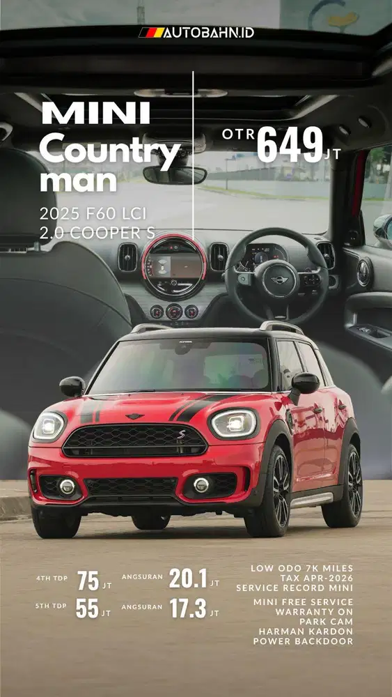 Menang Banyak? Mini Countryman Cooper S Facelift 2025 Red x1 gla200