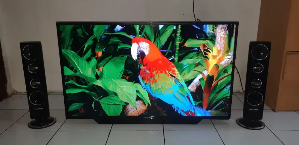Tv Led 43 polytron, speaker & remot, analog, dijual tanpa stb, segel