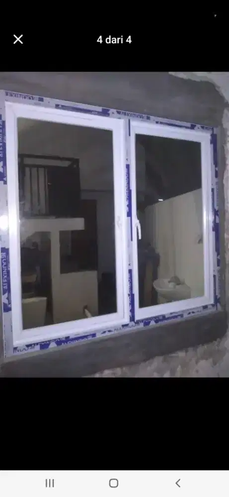 Jendela aluminium dobel daun T120mc L120cm hrg incluse pasang 1,7 jt