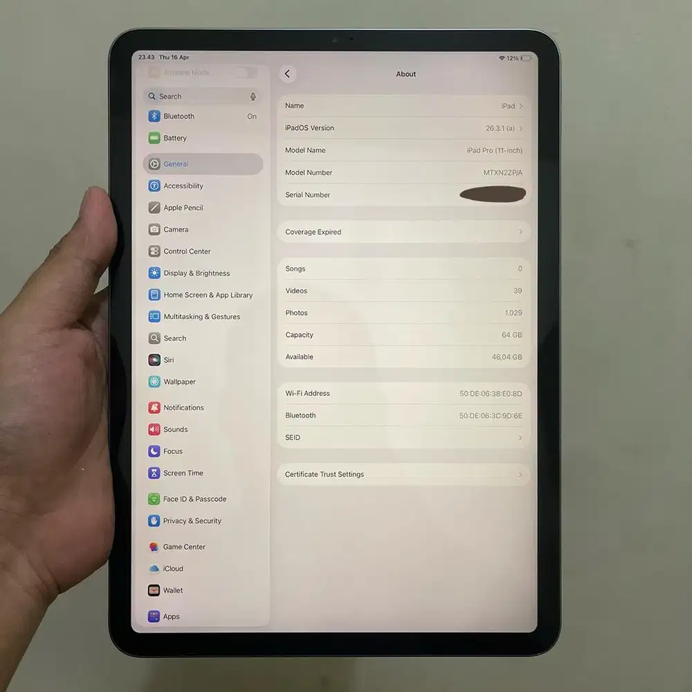 iPad Pro 2018 iPad Pro 11 Inch Gen 1 64GB Wifi Inter