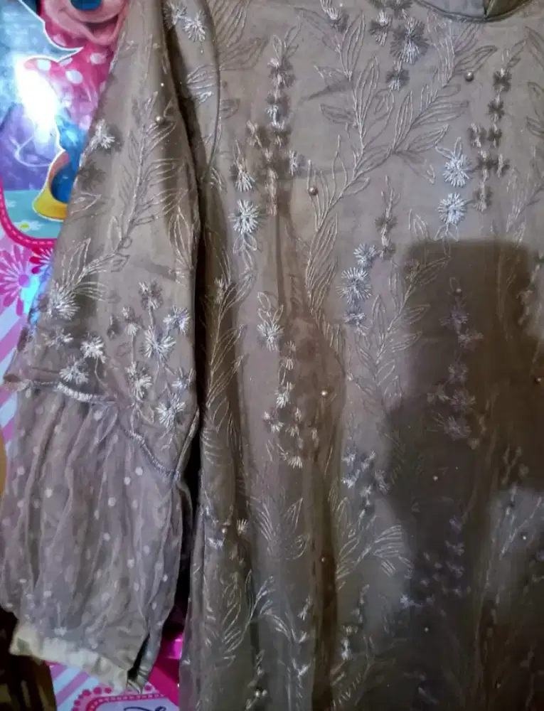 Gamis Pesta /Longdress pesta Ld 104 coklat gold.