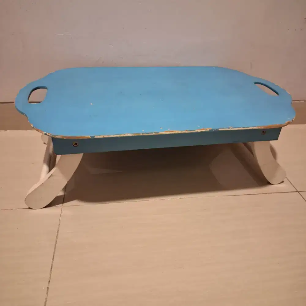 Meja Anak Lipat Kayu Tebal Portable Belajar Laptop Kerja