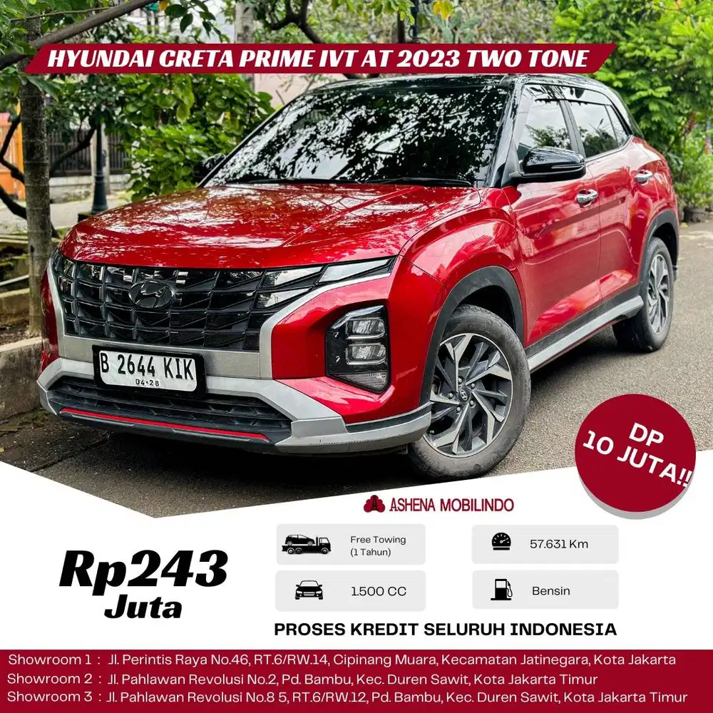 Creta Prime IVT AT 2023 Merah Two Tone DP 10jt Kredit Terbaik SeOLX!