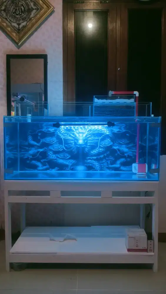 Aquarium siap pakai fullset mulus 100x40x40 8mm