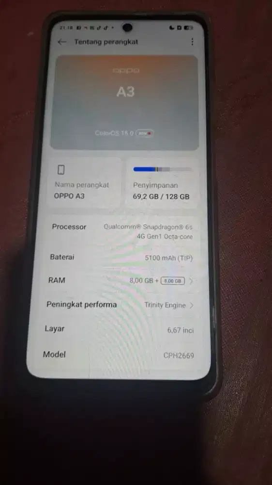 Oppo a3 ram 8+8/128