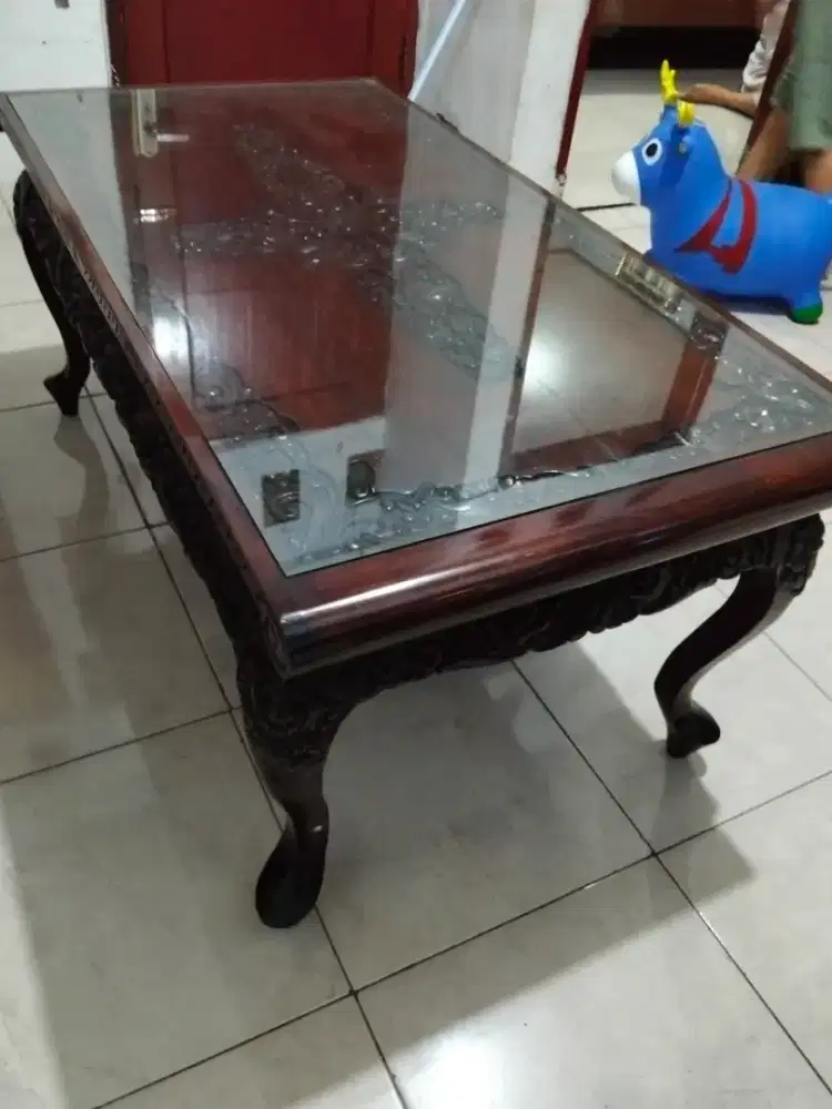 Meja tamu jati asli P110 lebar 100 cm lebih