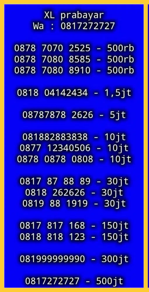 NOMOR CANTIK XL PRABAYAR