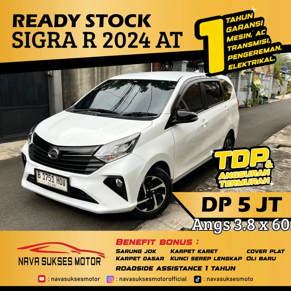 TDP 5 Jt Angs Termurah New Sigra R 2024 Matic Putih Low Km Like New