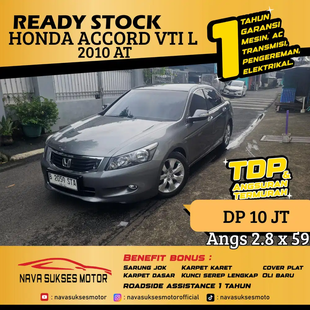 TDP 5 Jt Angs Termurah Honda Accord VTI L 2010 Matic Abu Abu Low Km
