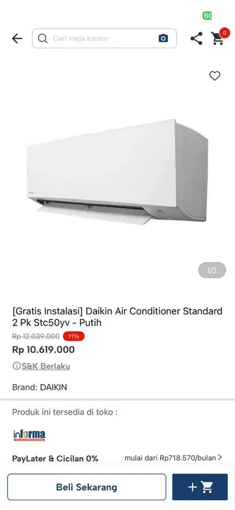 ac daikin 2pk standar stc50yv