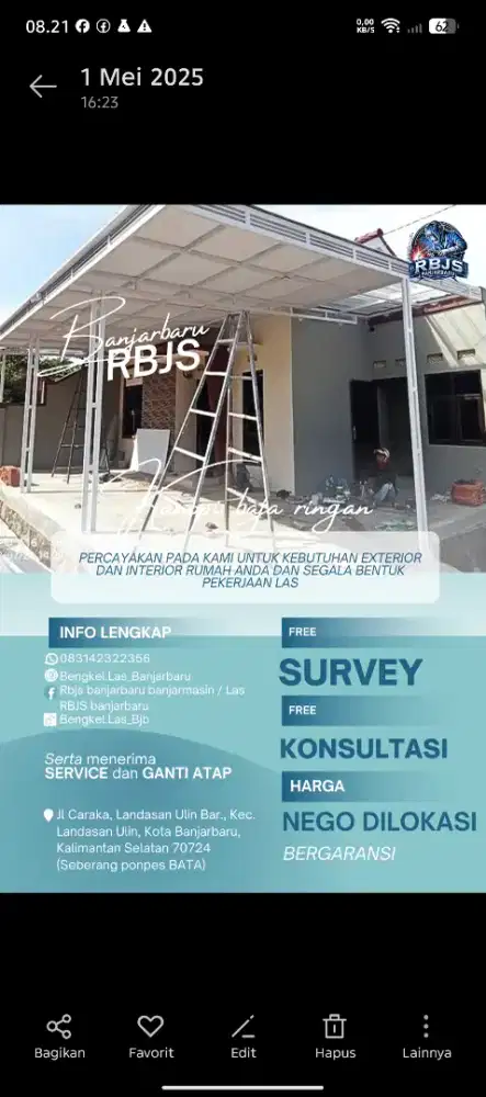 KANOPI BAKAR RINGAN TERMURAH KALSEL