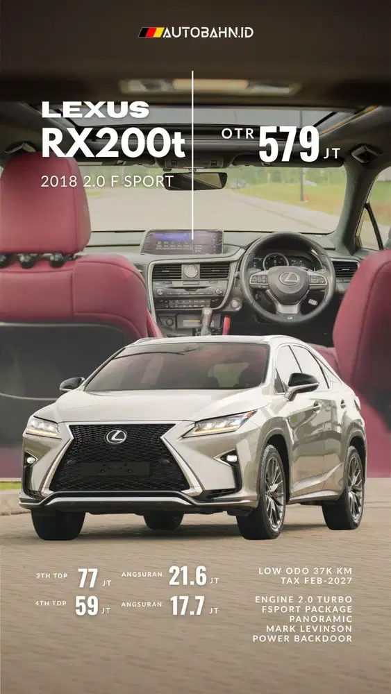 Pride Power Attitude! Lexus RX200 F Sport 2018 Red Interior! Glc200 x5