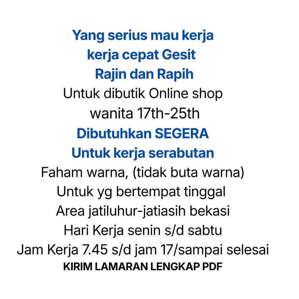 LOWONGAN KERJA SERABUTAN