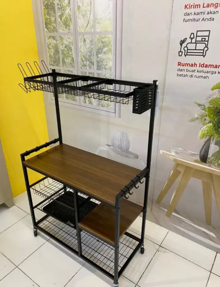 Rak Troli dapur hitam