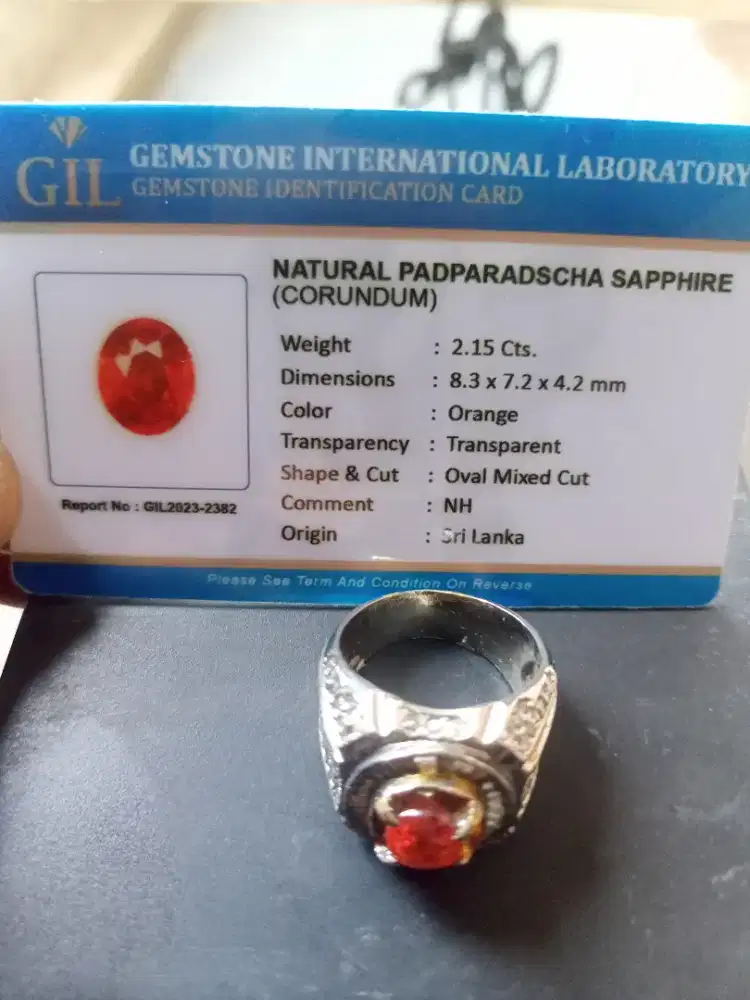 Cincin akik permata paparaca / natural padparadscha sapphire