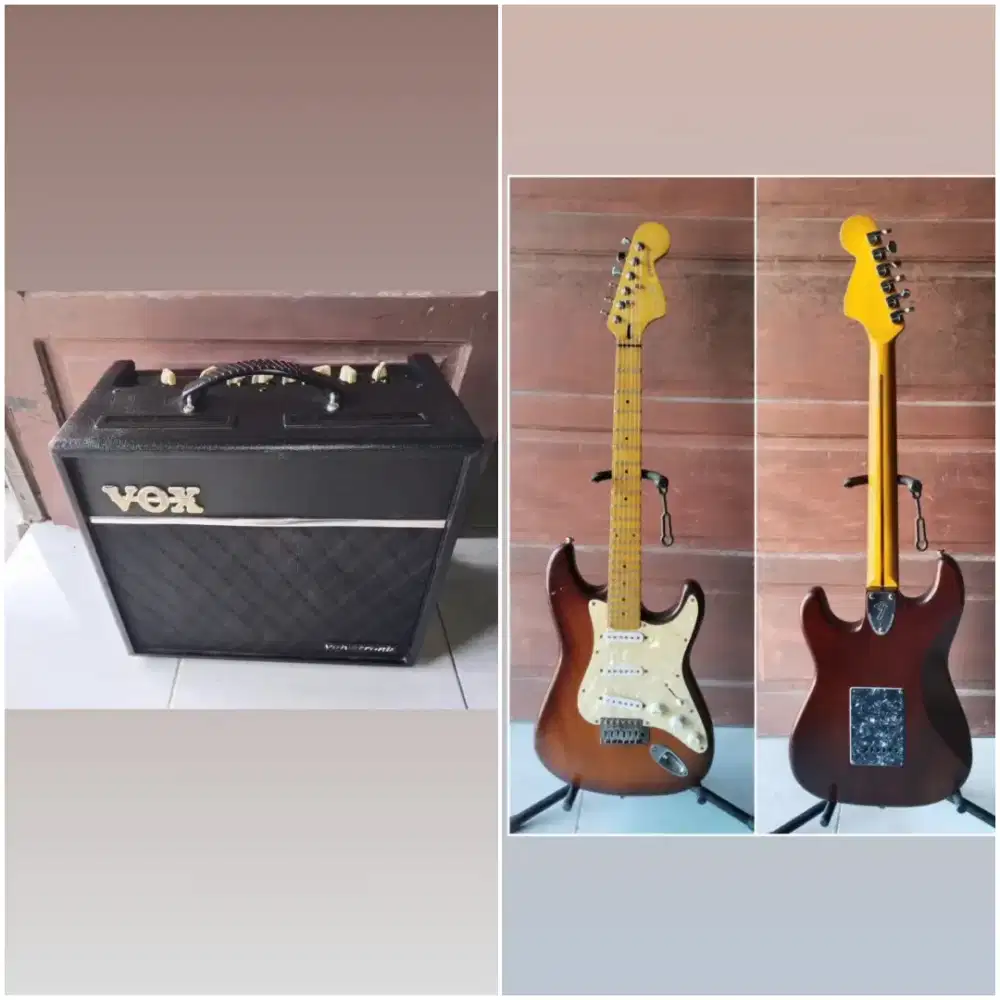 pketan gitar elektrik ori japan dan ampli vox mantap