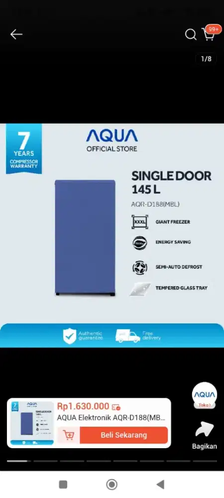 Kulkas baru (masih segel) merk AQUA