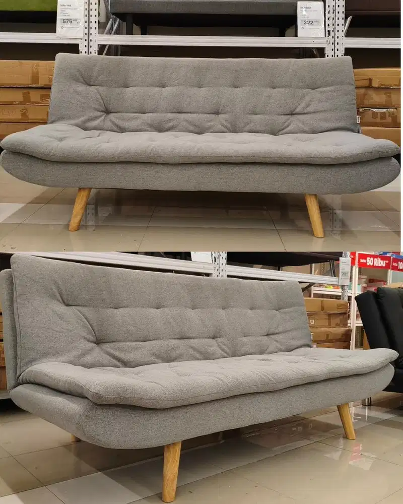sofabed bahan fabric abu