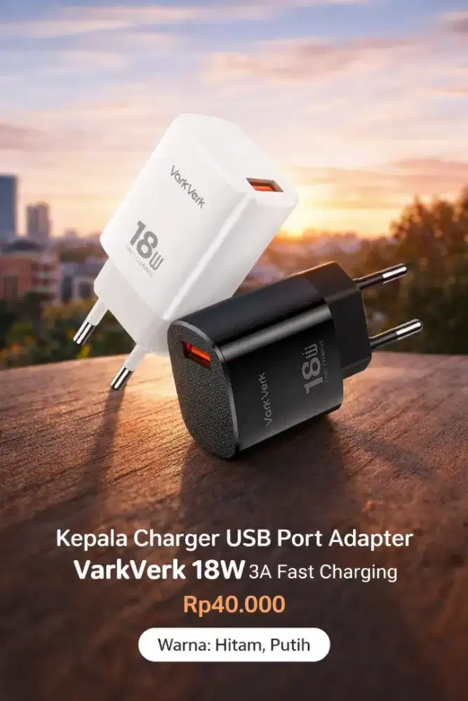 Kepala Charger USB Port Adapter VarkVerk 18W 3A Fast Charging