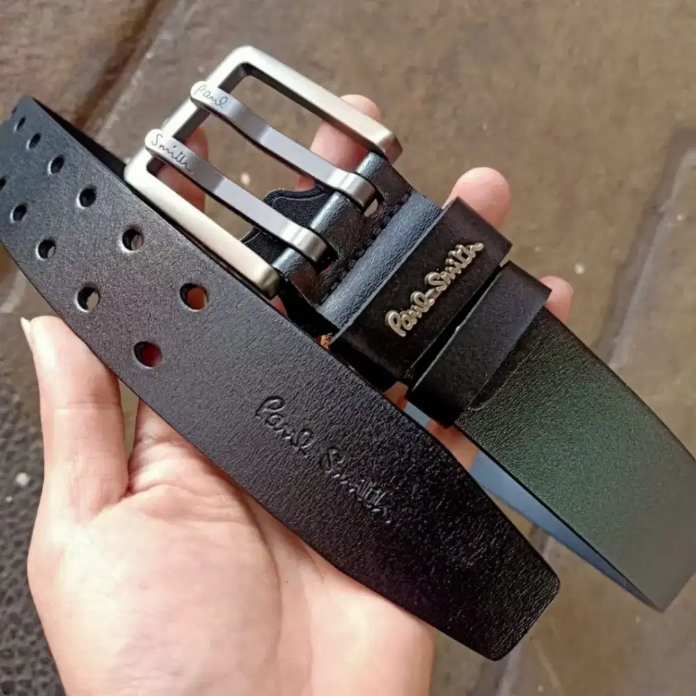 PAUL SMITH DOUBLE PRONG LEATHER BELT BRANDED IMPORT