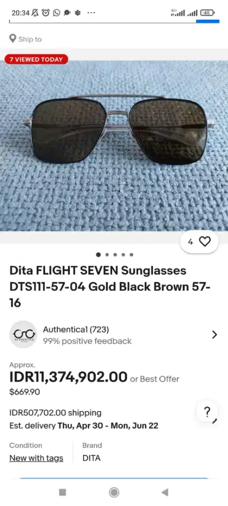 KACAMATA MEREK DITA FLIGTH SEVEN SUNGGELASSES