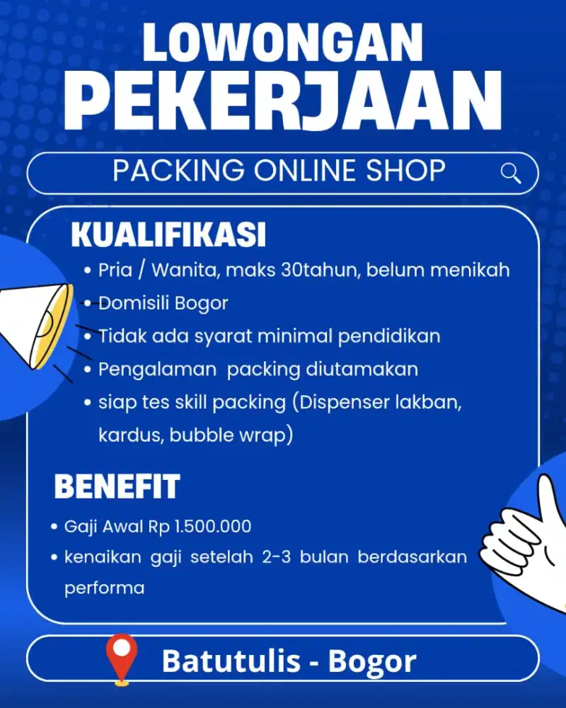 Lowongan kerja packing online shop
