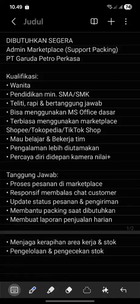 DIBUTUHKAN ADM ONLINE SUPPORT PACKING