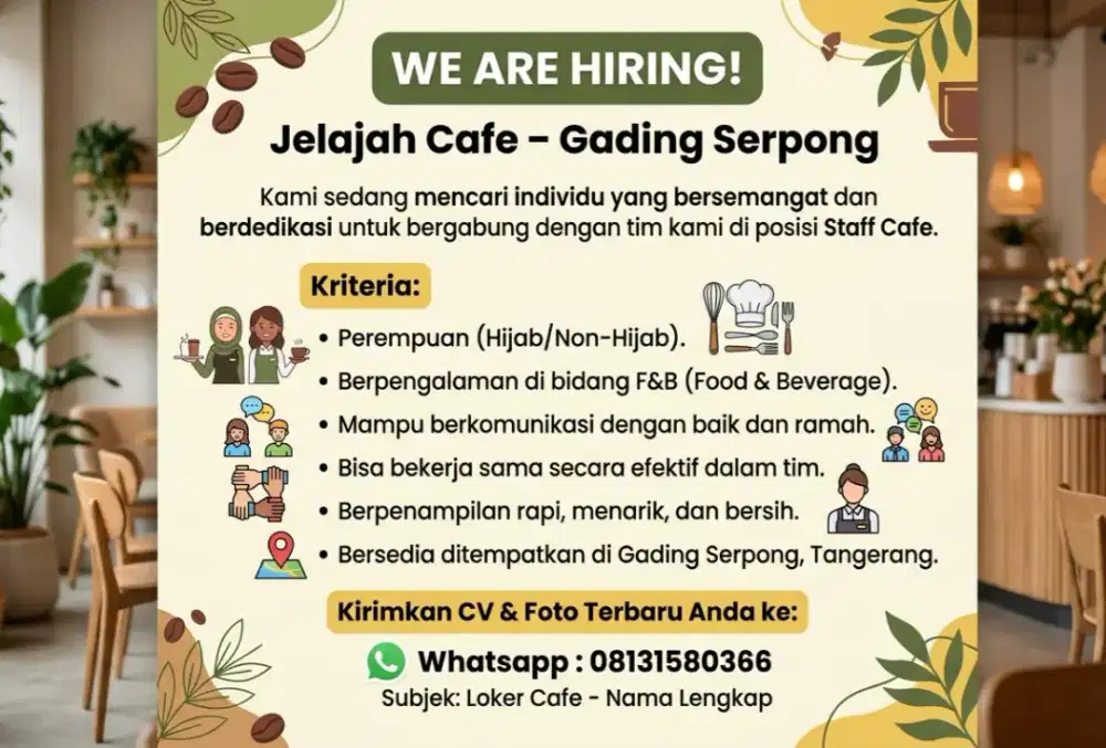 Dicari untuk Jelajah Cafe Gading Serpong