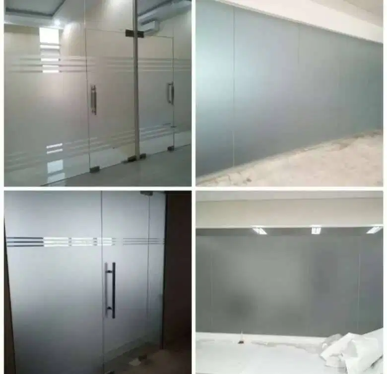 Pasang kaca film cutting stiker rumah sticker kantor sandblast gedung