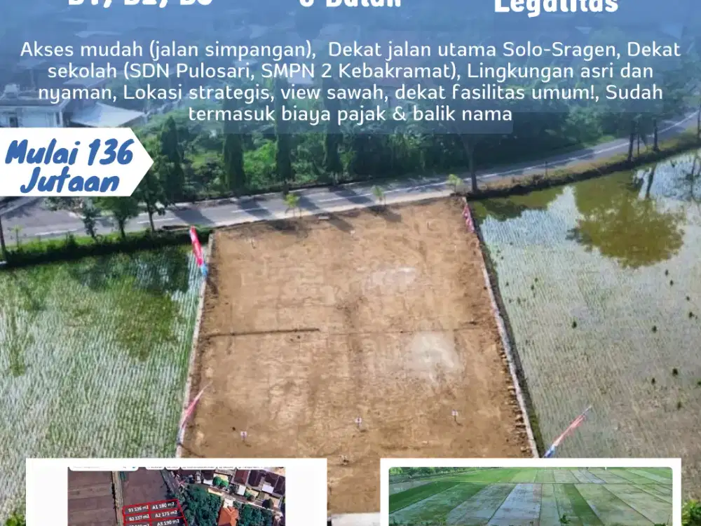 NEW UPDATE!! TERSISA 1 LAGI KAVLING DI PULOSARI KEBAKKRAMAT DEKAT FASILITAS UMUM